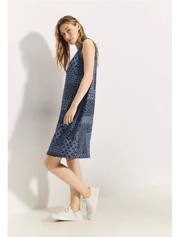 Dames Jurk met patchworkprint in Blauw, Gr: XL