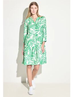 Dames Jurk van linnenmix met print in Groen, Gr: L