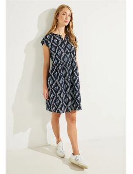 Dames Katoenen jurk met print in Blauw, Gr: L