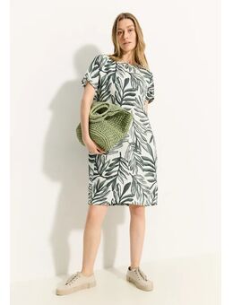 Dames Jurk van linnenmix met print in Groen, Gr: S