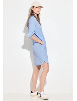 Dames Seersucker jurk in Blauw, Gr: L