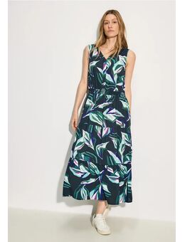 Dames Viscose jurk met print in Groen|Wit, Gr: M