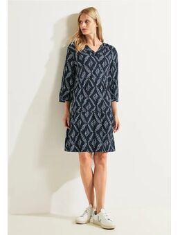 Dames Jurk met grafische print in Blauw, Gr: M