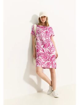 Dames Jurk van linnenmix met print in Pink, Gr: M