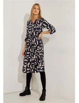 Dames Viscose jurk met print in Blauw, Gr: XL