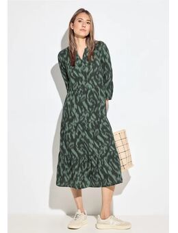 Dames Mousseline jurk met print in Groen, Gr: L