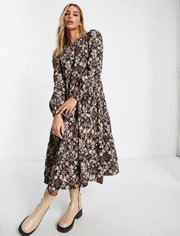 X V&A - Duurzame aangerimpelde maxi-jurk met tapijtprint-Veelkleurig