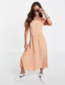 Nette midi-jurk met tailledetail in bandanaprint-Roze