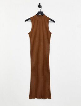 Amira - Mouwloze gebreide jurk in bruin