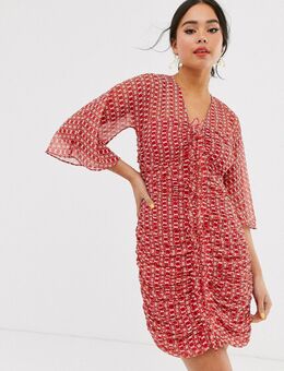 Sunny afternoon - Mini-jurk met rimpeleffect-Rood