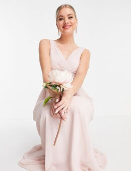 Bruidsmeisjes - Maxi jurk met V-hals in roze