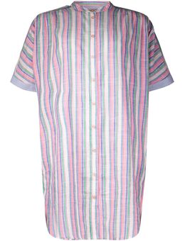 Striped oversized beach shirt dress Roze dames