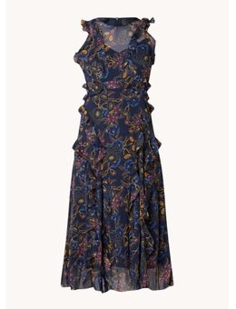 Karolia midi jurk met volant en bloemenprint