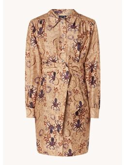 Ombeline mini blousejurk van zijde met bloemenprint en strikceintuur