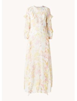 Leyona maxi jurk met bloemenprint en volant