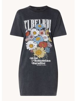 Flowers mini T-shirt jurk van biologisch katoen met print