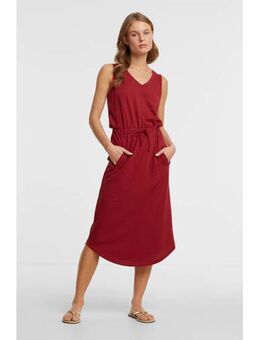 Midi jurk met V-hals rood