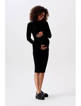 Ribgebreide zwangerschapsjurk Aima van gerecycled polyester zwart