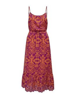 Maxi jurk met all over print oranje/ paars