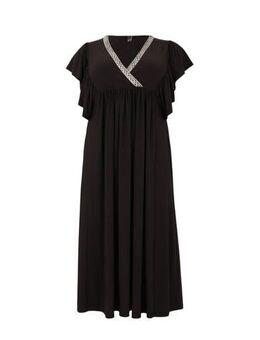Maxi A-lijn jurk DOLCE met contrastbies en contrastbies zwart