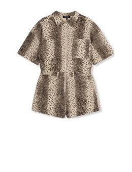 Playsuit met panterprint bruin/zwart