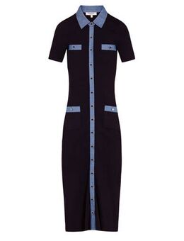 Ribgebreide bodycon jurk marine/donkerblauw