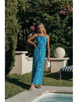 Tie-dye mesh maxi jurk Caia turquoise