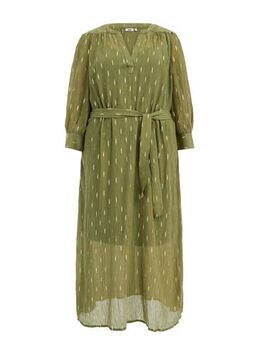 Curve maxi jurk met all over print en ceintuur groen/goud