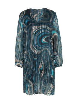 Semi-transparante A-lijn jurk met all over print blauw