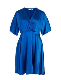 Satijnen A-lijn jurk blauw