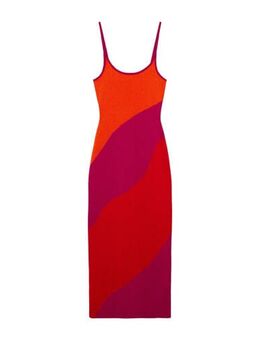 Bodycon jurk met grafische print fuchsia/oranje/rood