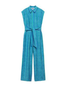 Gestreepte jumpsuit blauw/groen