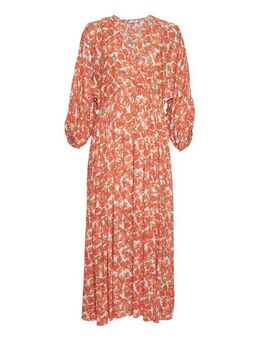 Maxi jurk met all over print en plooien multi