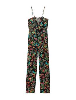 Jumpsuit met all over print zwart/groen/roze