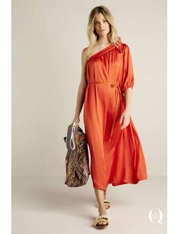 Quinty x Woman one shoulder jurk met plooien oranje
