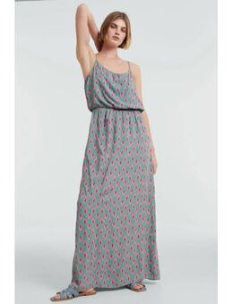 Maxi jurk ONLNOVA met all over print groen/ roze/ oranje