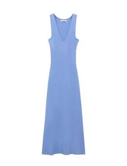Ribgebreide jurk lichtblauw