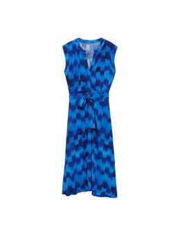 Jurk met all over print en ceintuur blauw/donkerblauw