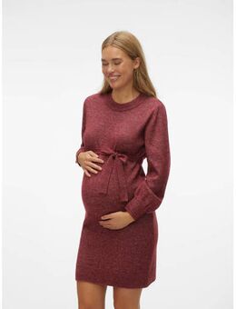 Gemêleerde zwangerschapsjurk MLNEWANNE van gerecycled polyester donkerrood
