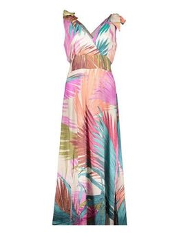 Maxi jurk met all over print roze/blauw