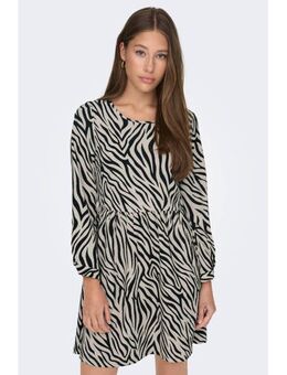 A-lijn jurk LOTUS met zebraprint zwart/ecru