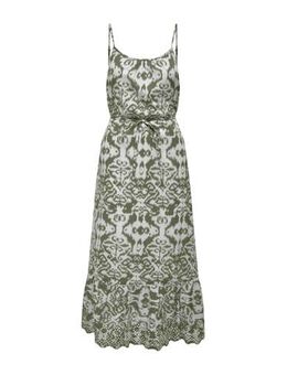 Maxi jurk met all over print lichtkaki/ wit