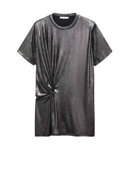 Metallic T-shirtjurk grijs