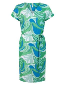 Jurk met grafische print groen/blauw/wit