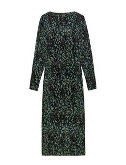 Gebloemde semi-transparante mesh jurk Mary donkergroen/ zwart