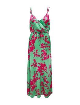Maxi jurk met all over print en ceintuur groen/roze