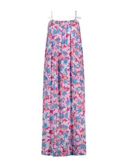 Gebloemde maxi jurk roze/ lichtroze/ blauw