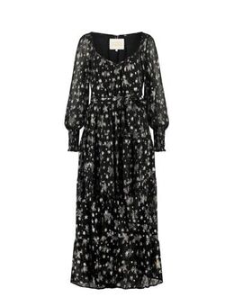 Semi-transparante maxi jurk Folie met sterren en glitters zwart/zilver