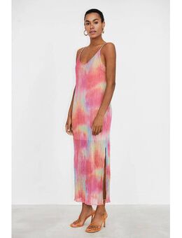 Maxi jurk Clover met all over print roze/ lichtgeel
