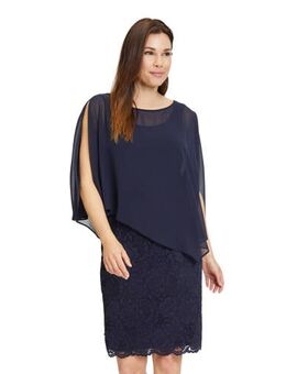 Semi-transparante jurk met kant donkerblauw